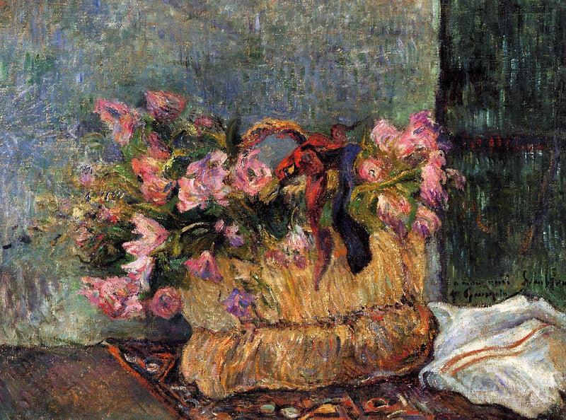 Basket of flowers by Paul Gauguin — Oil Painting Reproduction