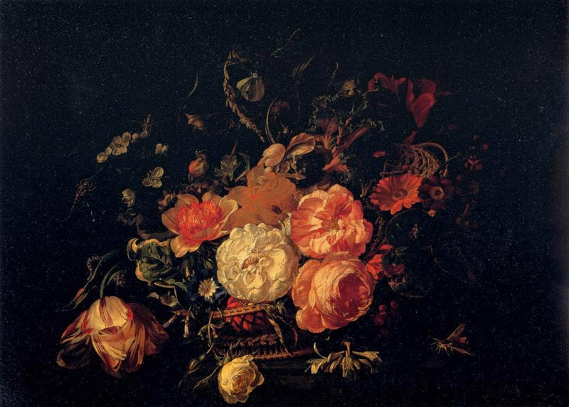 Basket of Flowers by Rachel Ruysch — Oil Painting Reproduction