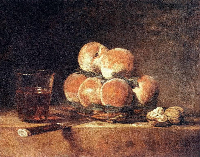 Basket of Peaches by Jean-Baptiste-Simeon Chardin — Oil Painting Reproduction