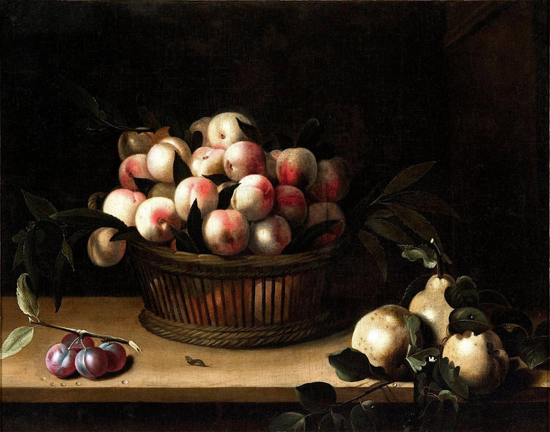 Basket of Peaches, with Quinces, and Plums by Louise Moillon — Oil Painting Reproduction