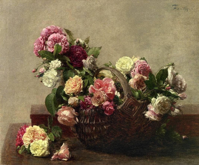 Basket of Roses by Henri Fantin-Latour — Oil Painting Reproduction