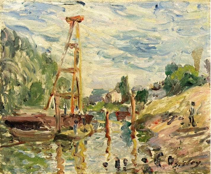 Bateau de Charge sur le Loing by Alfred Sisley — Oil Painting Reproduction