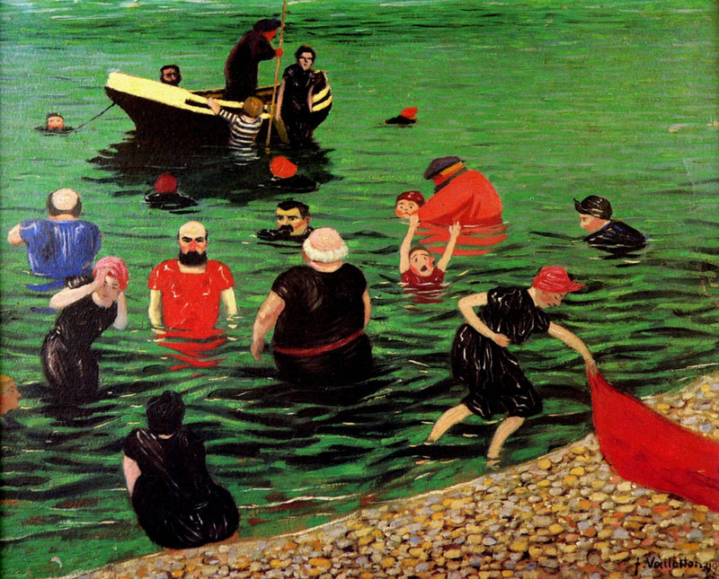 Bathing in Etretat by Felix Vallotton — Oil Painting Reproduction