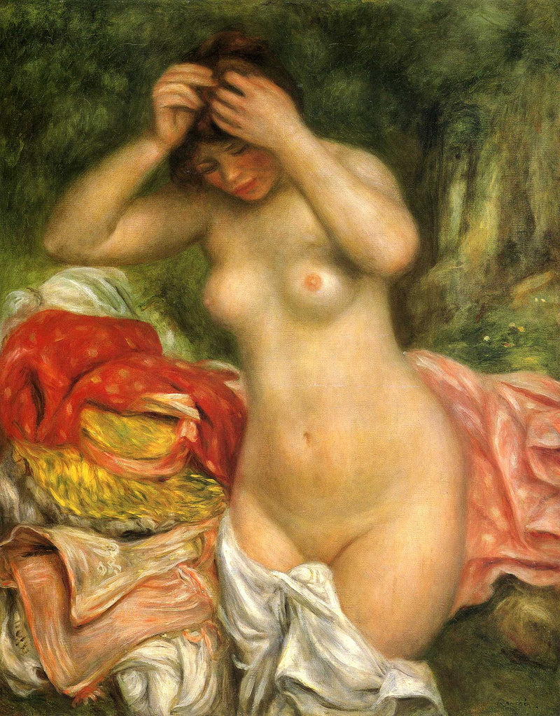 Bather Arranging her Hair by Pierre-Auguste Renoir — Oil Painting Reproduction