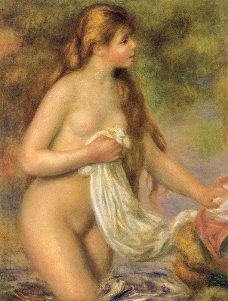 Bather with Long Hair by Pierre-Auguste Renoir — Oil Painting Reproduction