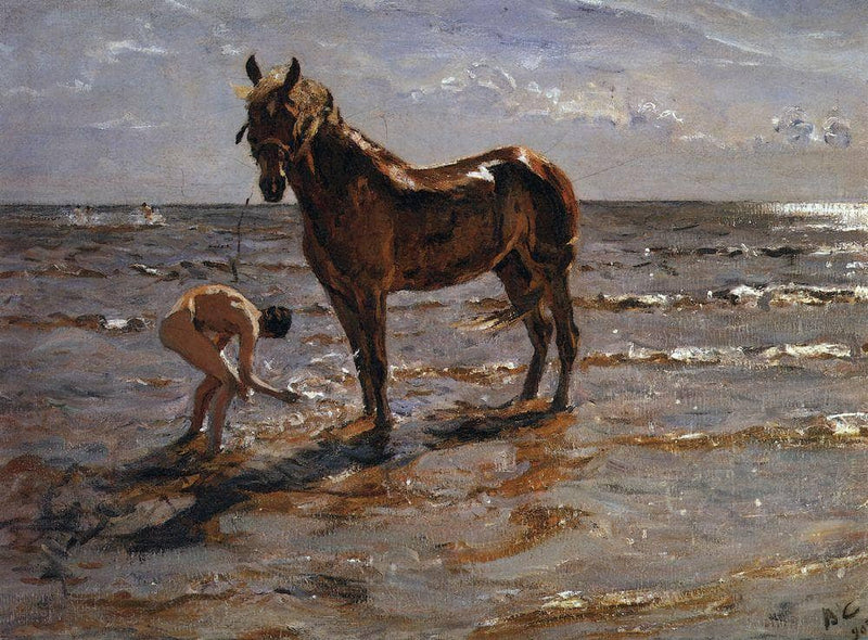 Bathing a Horse by Valentin Serov — Oil Painting Reproduction