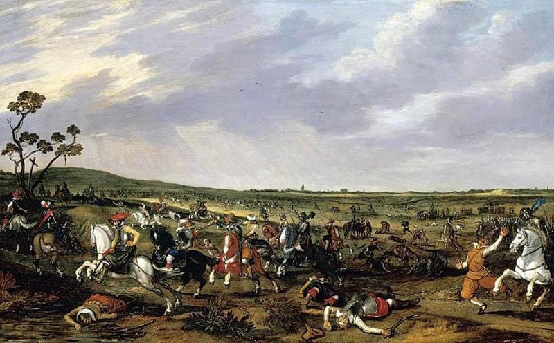 Battle scene in an open landscape by Esaias van de Velde — Oil Painting Reproduction