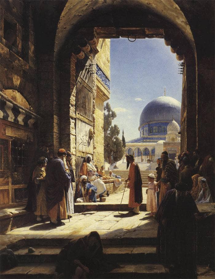 At the Entrance to the Temple Mount, Jerusalem by Gustav Bauernfeind — Oil Painting Reproduction