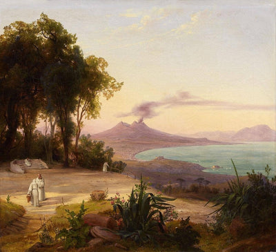 Bay of Naples with a view of Mount Vesuvius in dining room