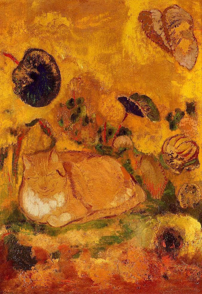 Bazon: The Artist's Cat by Odilon Redon — Oil Painting Reproduction