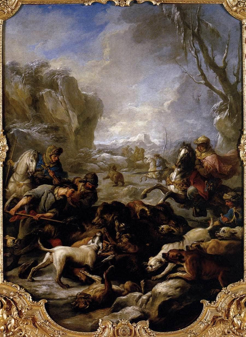 Bear Hunt by Charles-Andre van Loo (Carle van Loo) — Oil Painting Reproduction