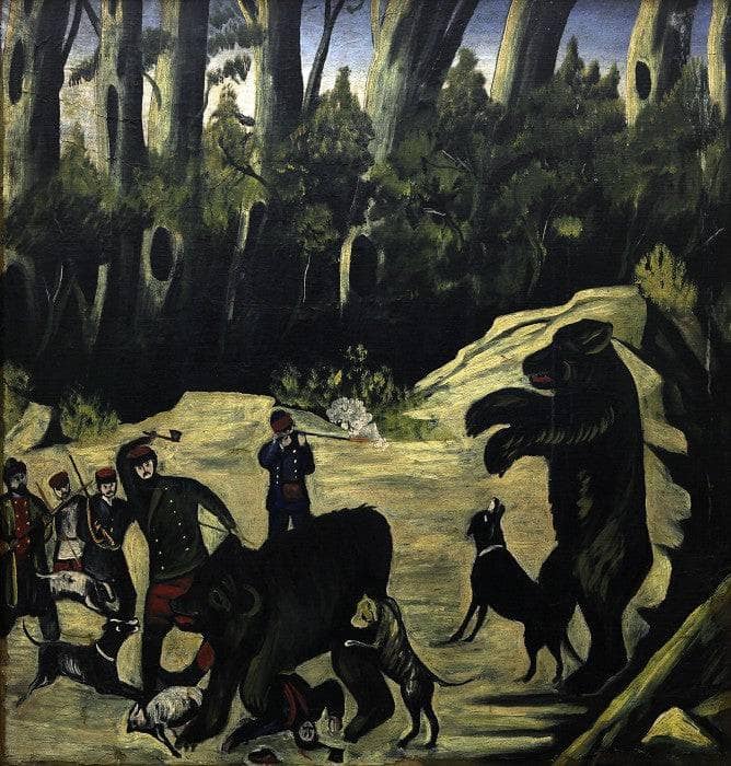 Bear hunting by Niko Pirosmani — Oil Painting Reproduction