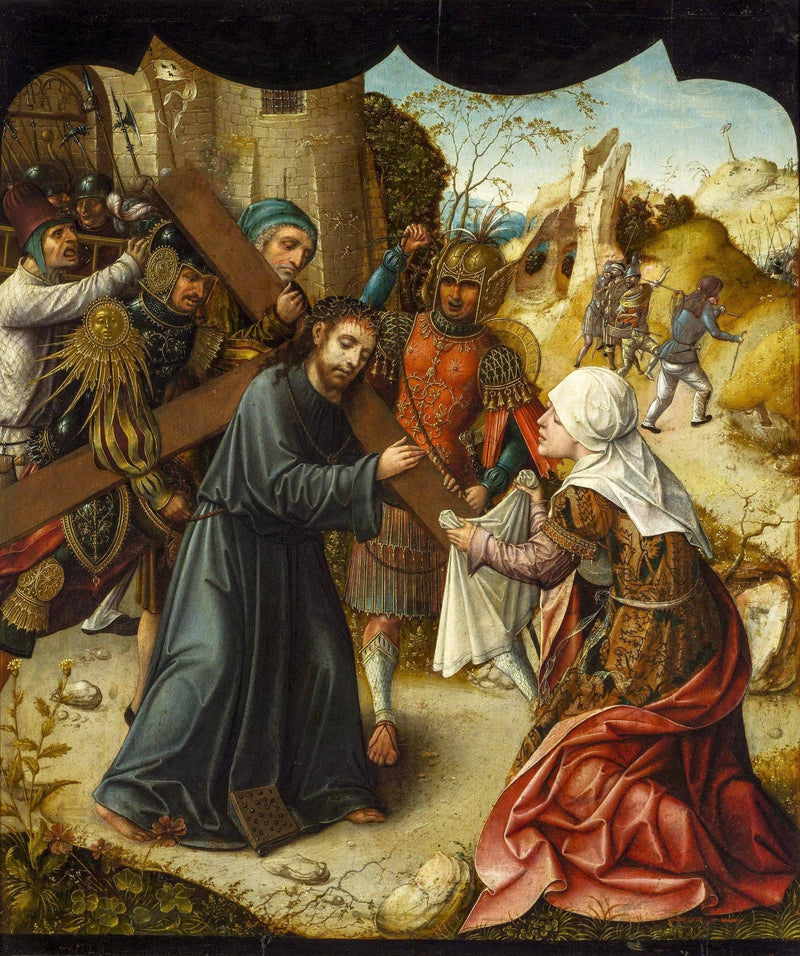 Bearing of the Cross with St. Veronica by Lucas van Leyden — Oil Painting Reproduction
