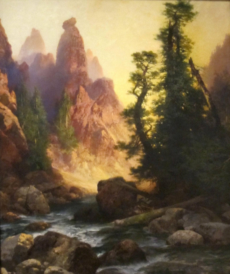 Below the Towers of Tower Falls, Yellowstone by Thomas Moran — Oil Painting Reproduction