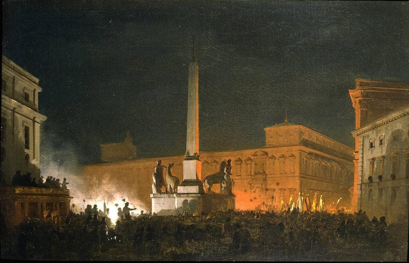 Blessing of Pius IX from the Quirinale at night by Ippolito Caffi — Oil Painting Reproduction