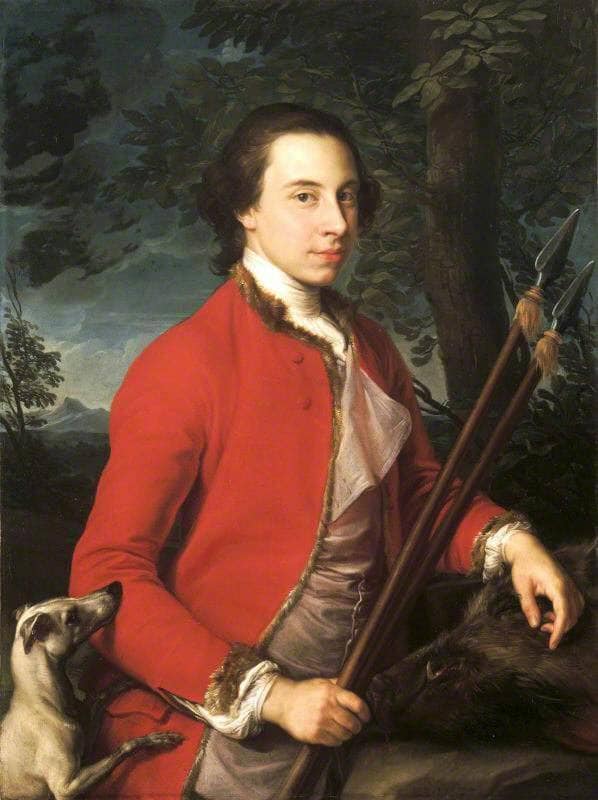 Benjamin Lethieullier with Two Wild Boar Spears by Pompeo Batoni — Oil Painting Reproduction