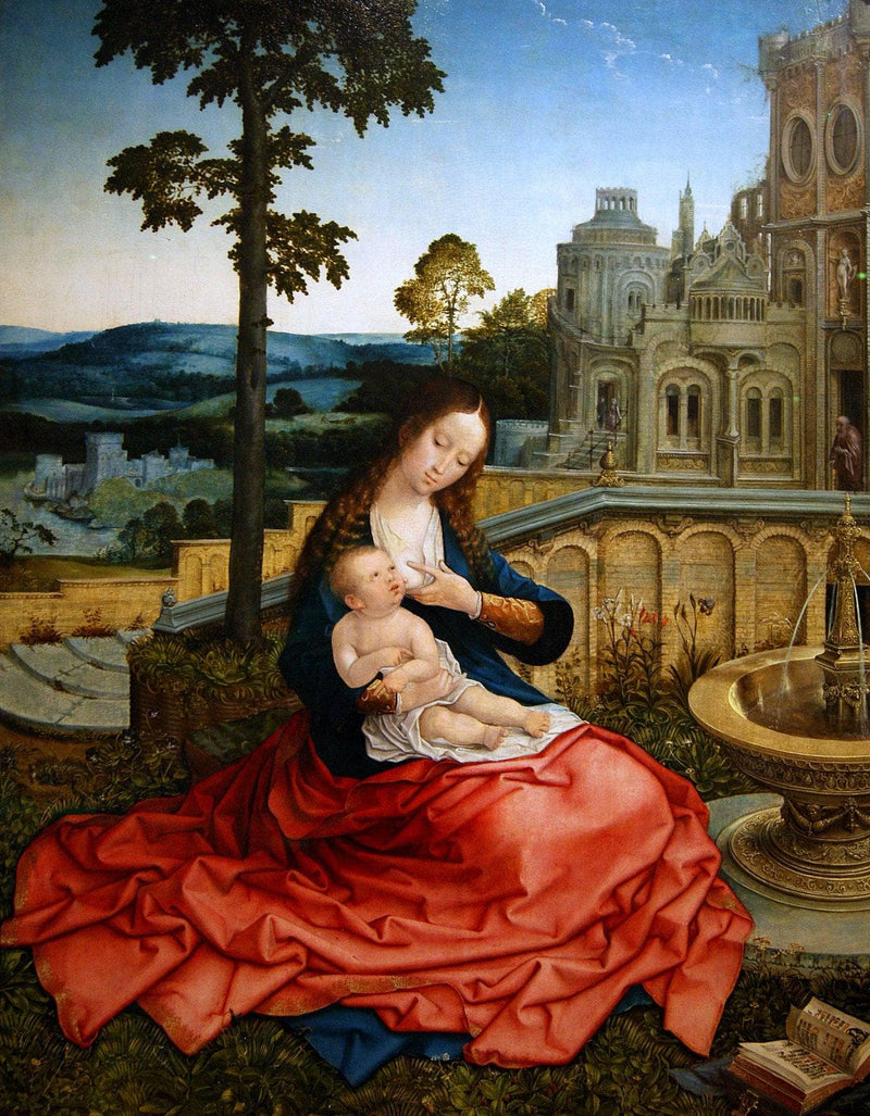 Virgin and Child near a Fountain by Bernard Van Orley — Oil Painting Reproduction