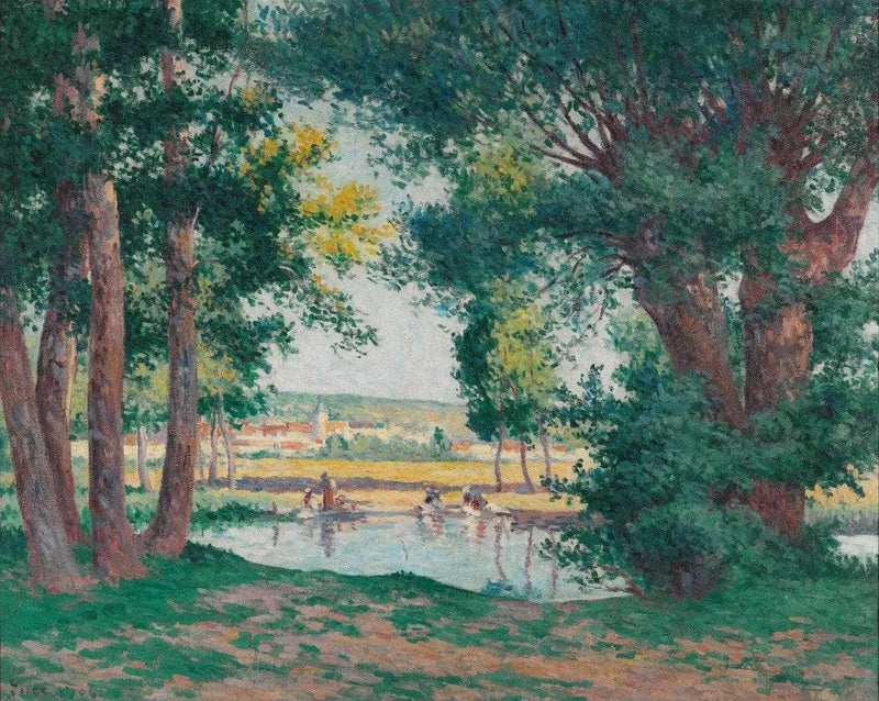 Bessy-sur-cure, The Washerwomen At The Water's Edge by Maximilien Luce — Oil Painting Reproduction