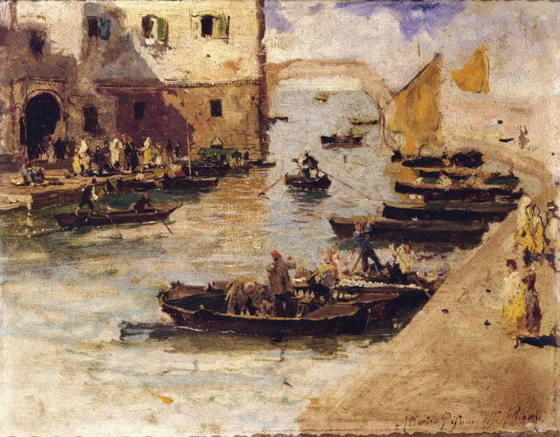 View of Chioggia by Mosè Bianchi — Oil Painting Reproduction