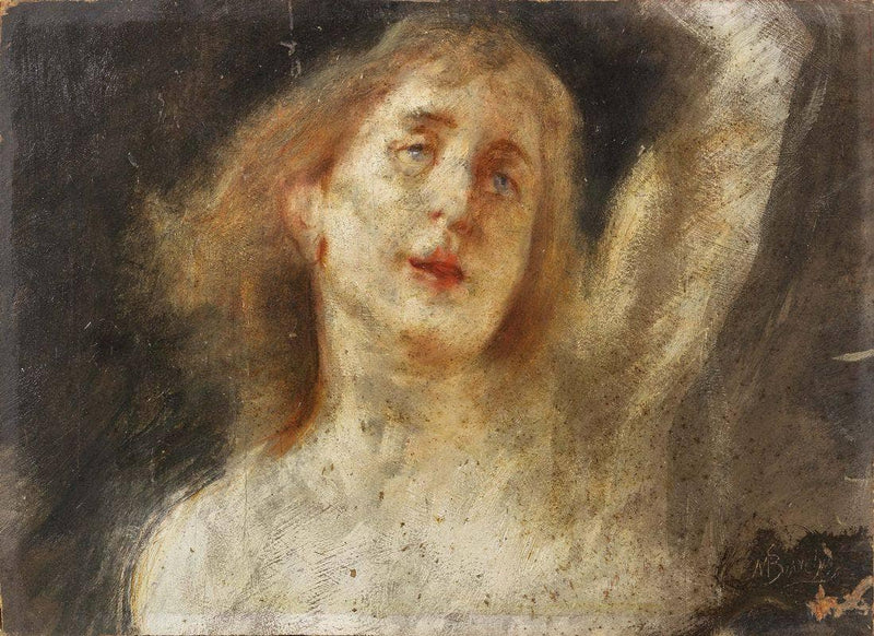 Face of a young woman by Mosè Bianchi — Oil Painting Reproduction