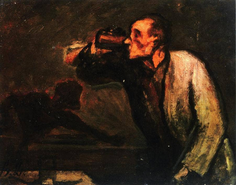 Billiard Players (The Drinker) by Honore Daumier — Oil Painting Reproduction