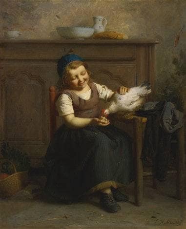 Birds of a feather by Émile Auguste Hublin — Oil Painting Reproduction