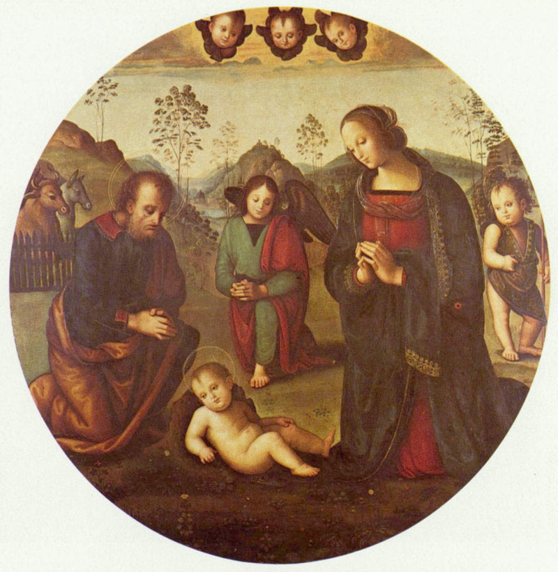 Birth of Christ, Tondo by Pietro Perugino — Oil Painting Reproduction