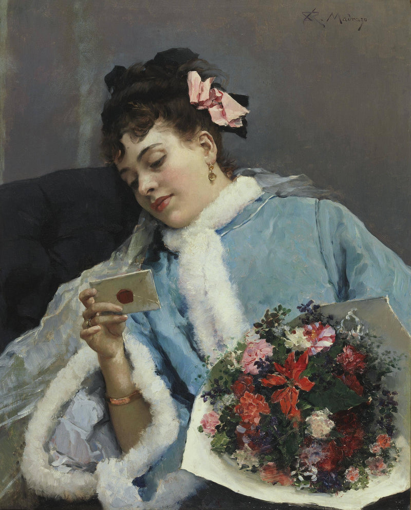 Birthday congratulation (The Love Letter) by Raimundo de Madrazo — Oil Painting Reproduction