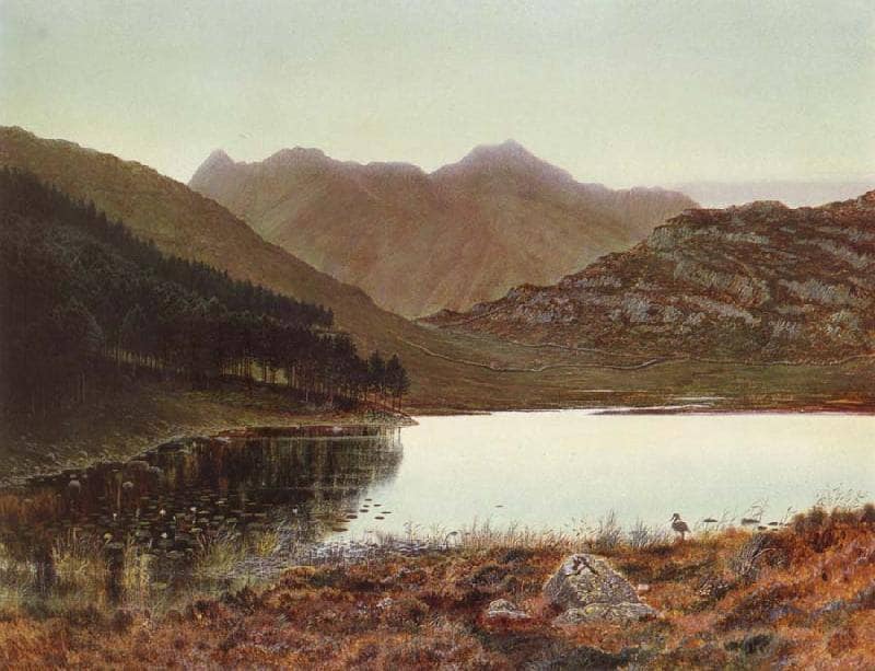 Blea tarn at first light, Langdale pikes in the distance by John Atkinson Grimshaw — Oil Painting Reproduction