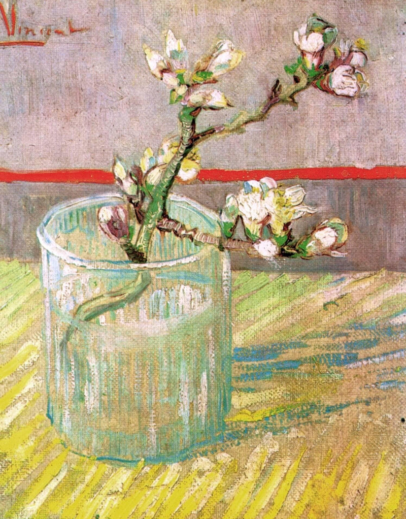 Blossoming Almond Branch in a Glass by Vincent van Gogh — Oil Painting Reproduction
