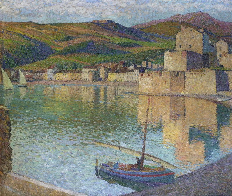 Blue Boat in Port Collioure by Henri Martin — Oil Painting Reproduction