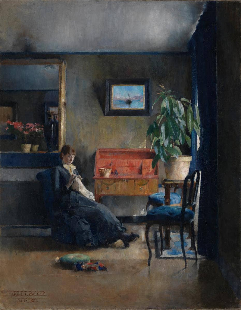 Blue Interior by Harriet Backer — Oil Painting Reproduction