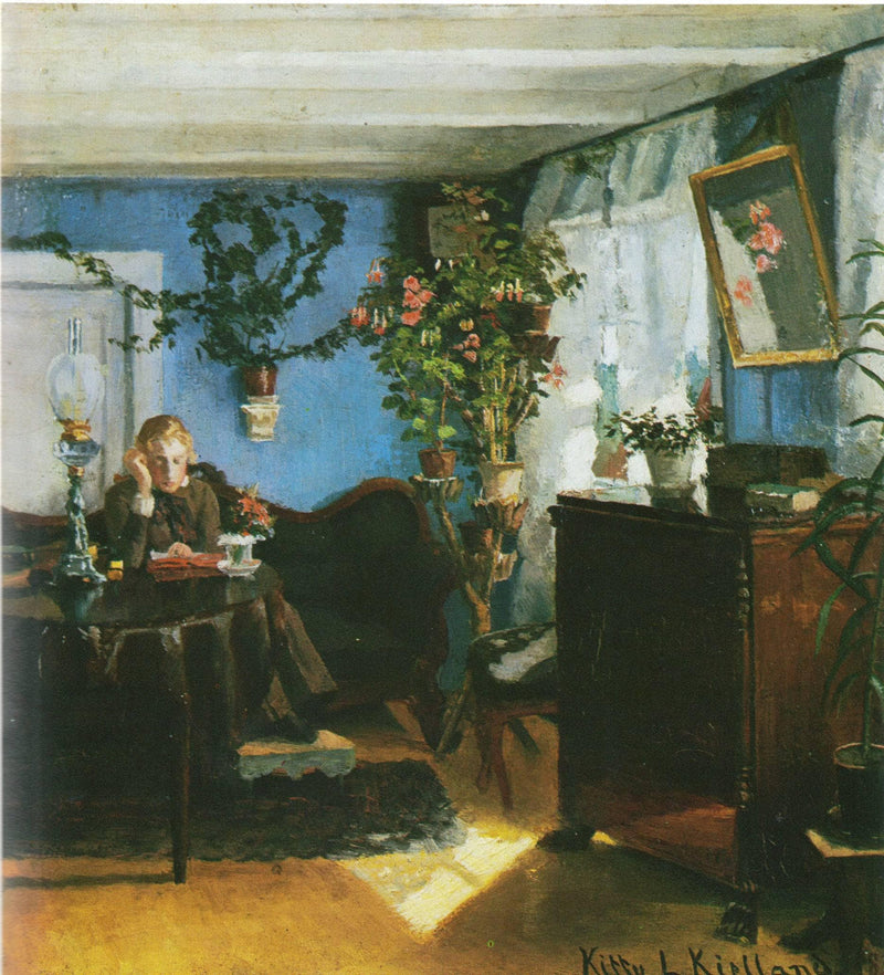 Blue Interior by Kitty Lange Kielland — Oil Painting Reproduction