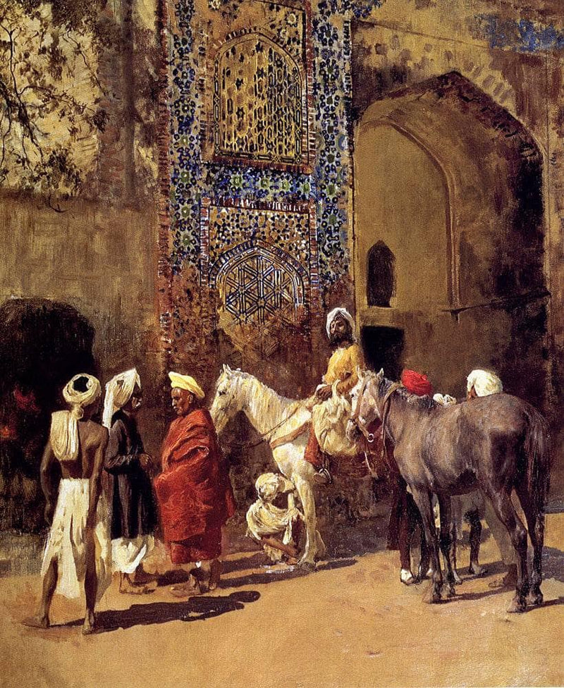 Blue Tiled Mosque At Delhi, India by Edwin Lord Weeks — Oil Painting Reproduction