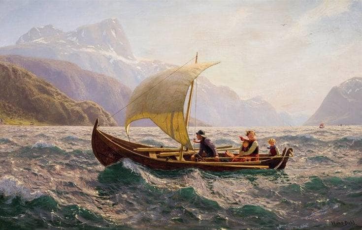 Boats coming home, Western Norway by Hans Dahl — Oil Painting Reproduction
