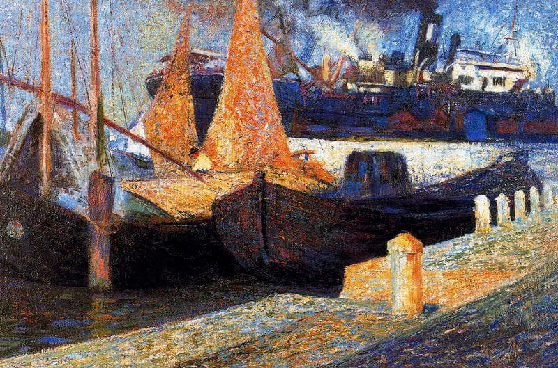 Boats in Sunlight by Umberto Boccioni — Oil Painting Reproduction