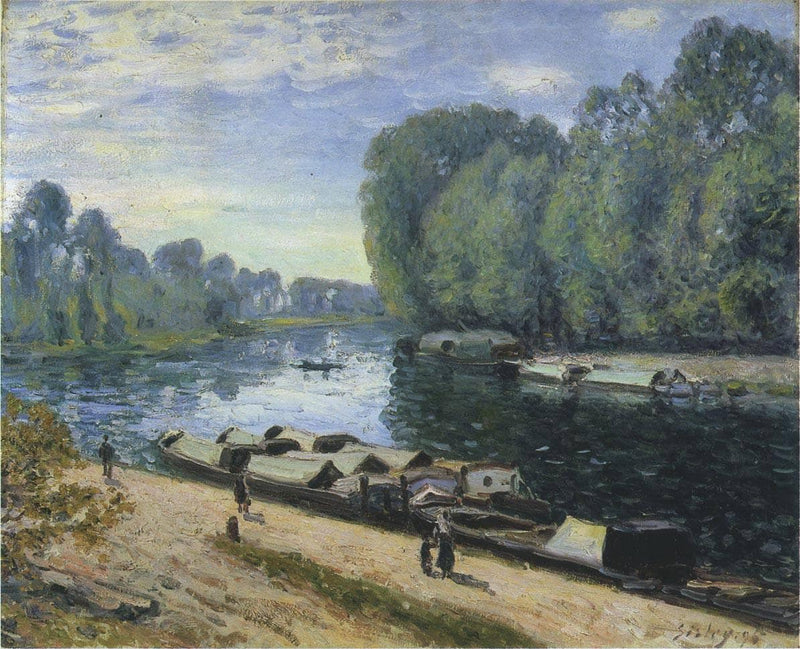 Boats on the Loing River by Alfred Sisley — Oil Painting Reproduction