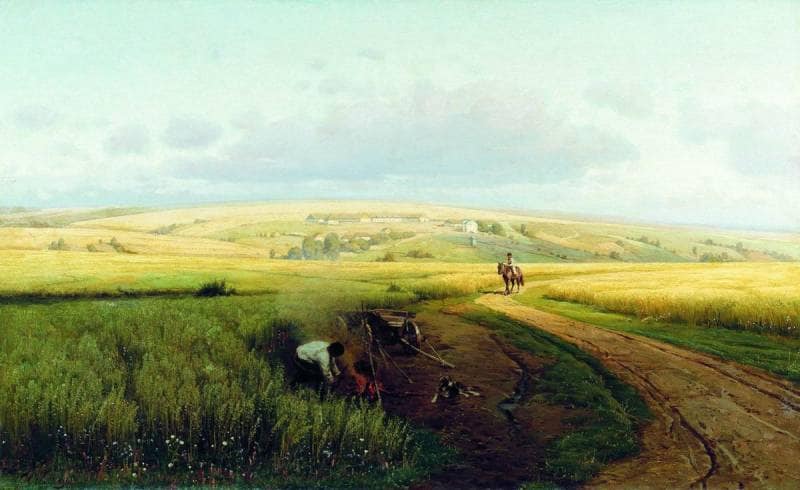 Bonfire at the field by Volodymyr Orlovsky — Oil Painting Reproduction