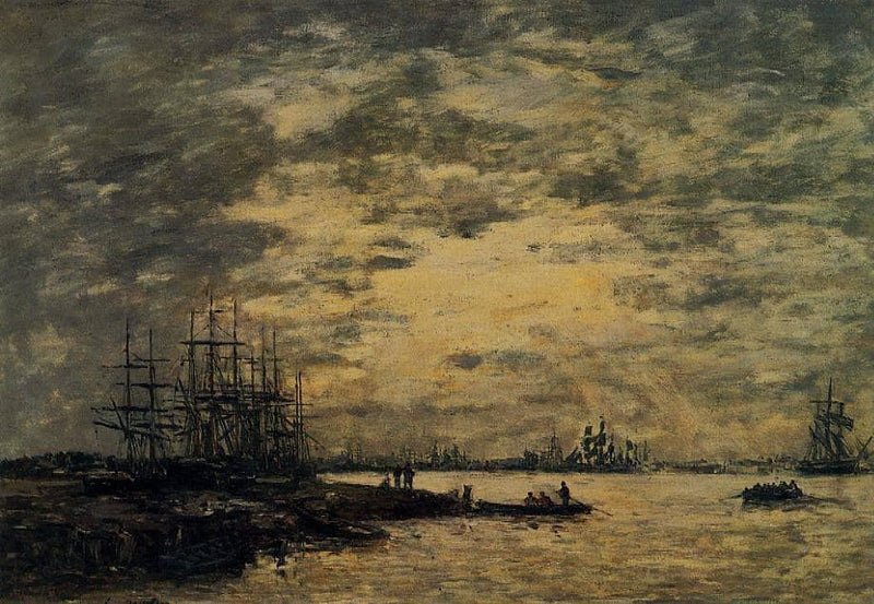 Bordeaux, Boats on the Garonne by Eugene Boudin — Oil Painting Reproduction