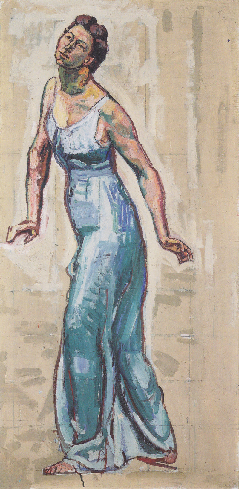 Border woman figure in blue Gwand by Ferdinand Hodler, Oil Painting Reproduction