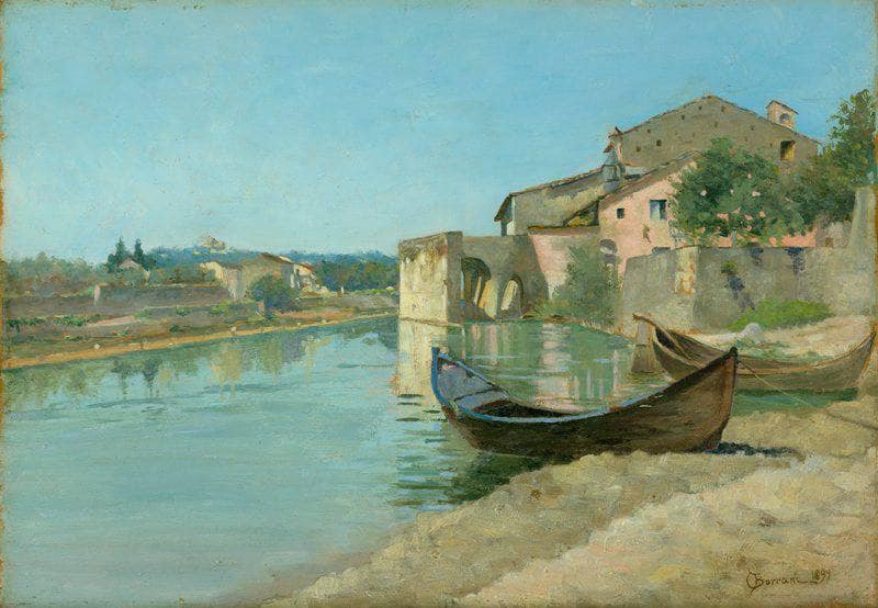 The Arno in Rovezzano by Odoardo Borrani — Oil Painting Reproduction