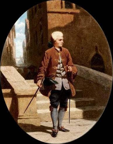 A courtier in Venice in hallway