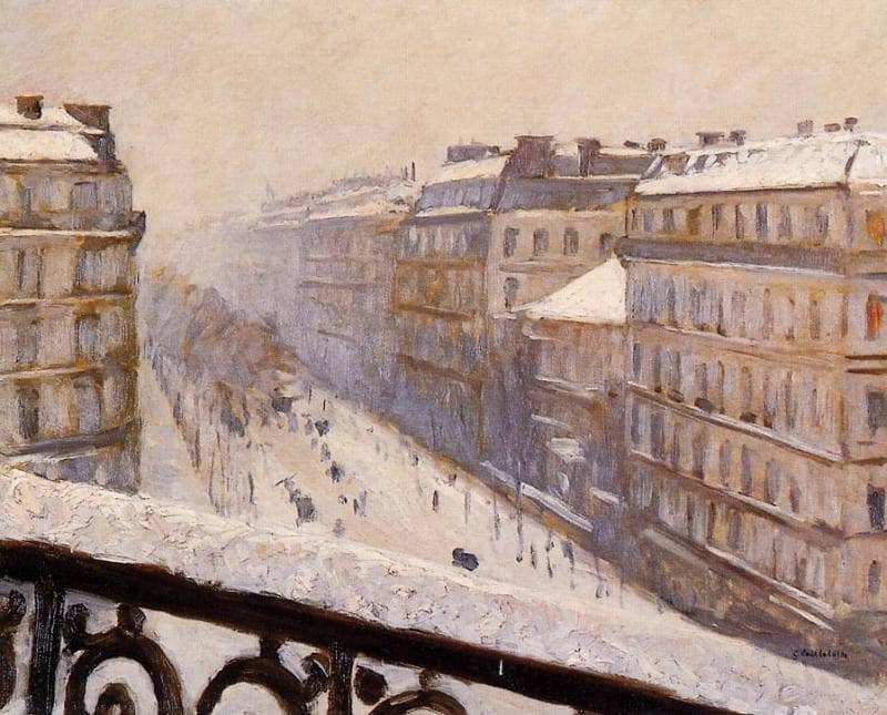 Boulevard Haussmann in the Snow by Gustave Caillebotte — Oil Painting Reproduction