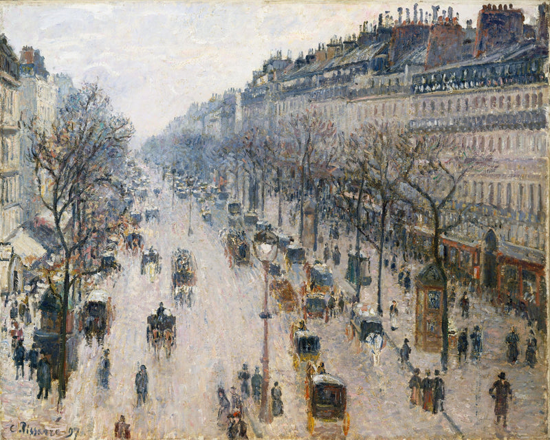 Boulevard Montmartre Winter Morning by Camille Pissarro — Oil Painting Reproduction