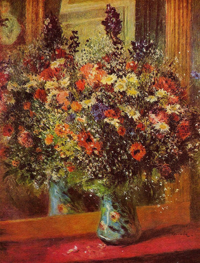 Bouquet in front of a Mirror by Pierre-Auguste Renoir — Oil Painting Reproduction