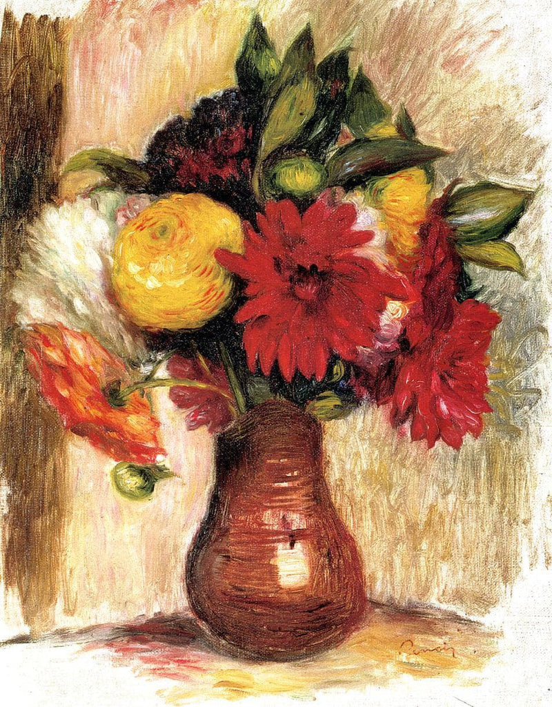 Bouquet of Flowers in an Earthenware Pitcher by Pierre-Auguste Renoir — Oil Painting Reproduction