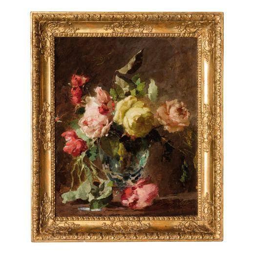 Bouquet of roses in a vase by Francesco Didioni — Oil Painting Reproduction