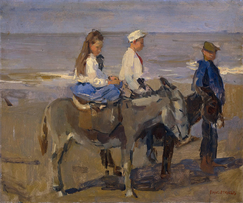 Boy and Girl Riding Donkeys by Isaac Israels — Oil Painting Reproduction