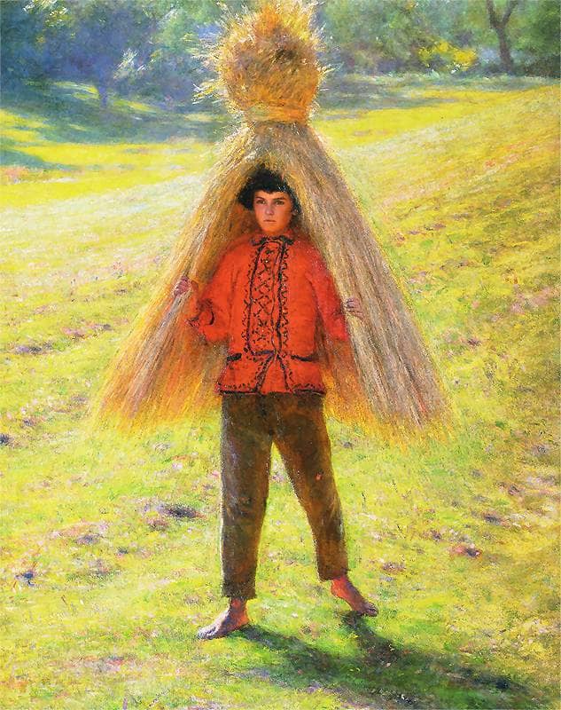 Boy Carrying a Sheaf by Aleksander Gierymski — Oil Painting Reproduction