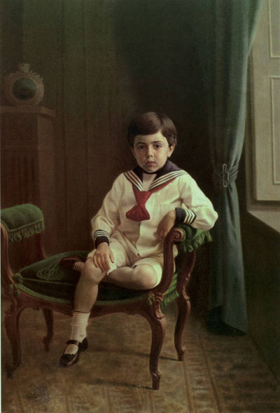 Boy in a Sailor Uniform in dining room